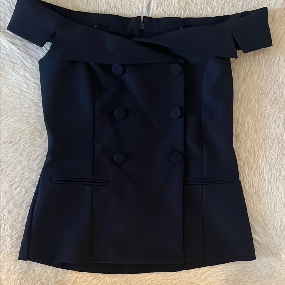 Express Off-Shoulder Black Blazer Top